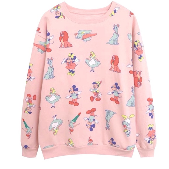 Disney Sweatshirt Alice in Wonderland Dumbo Mickey Minnie Mouse Size XL - Picture 1 of 13